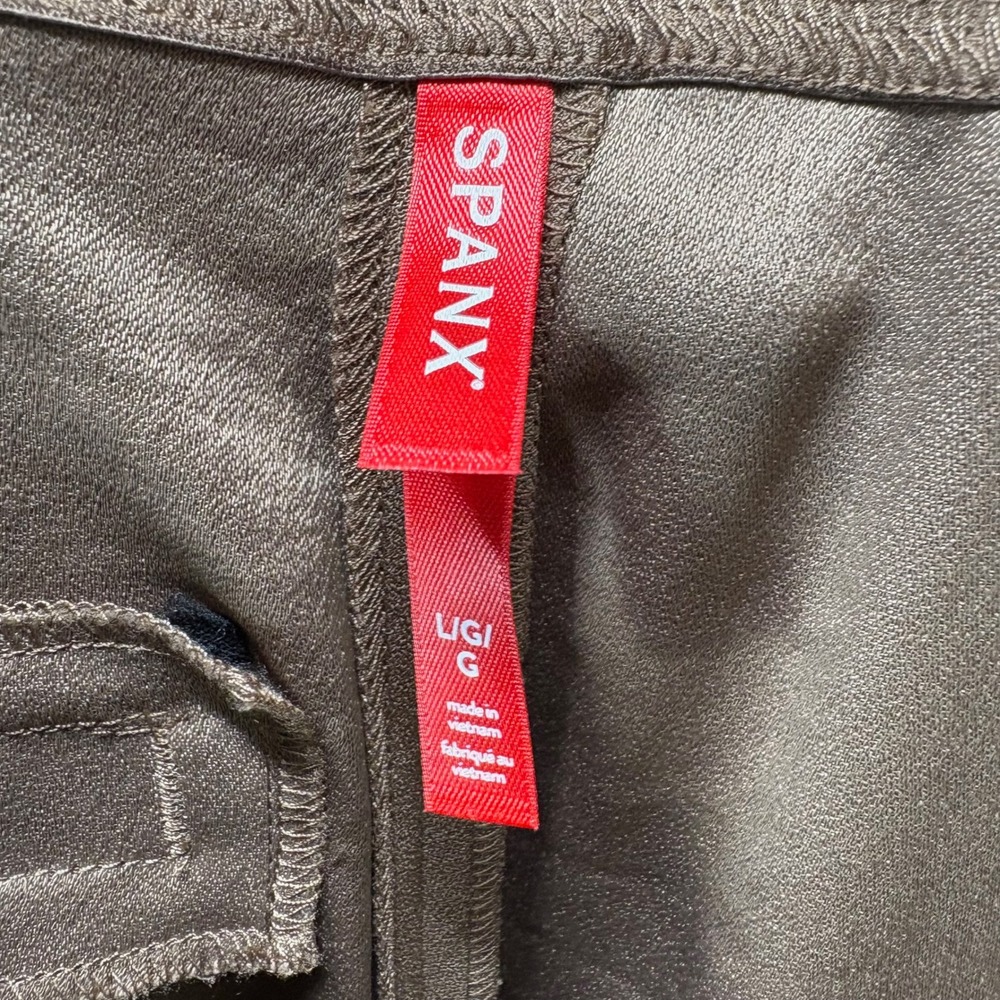 Spanx Carefree Crepe Pleated Wide Leg Trouser Pants Womens L Cedar Tan Brown - Picture 6 of 16